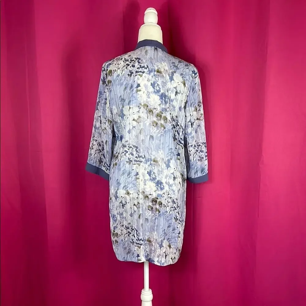 Vintage 90s R and M RIchards lilac purple floral‎ robe cardigan jacket, size 10